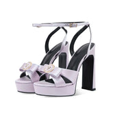 Purple Satin Platform Sandals