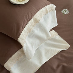 Flowers Embroidery Washed Cotton Soft Bedding Set
