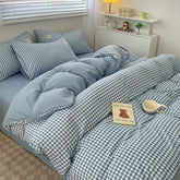 Japanese Style Blue Check Bedding Set