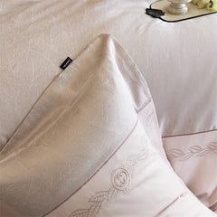 1000TC Egyptian Cotton Brushed Jacquard Embroidery Luxury Solid Color Bedding Set