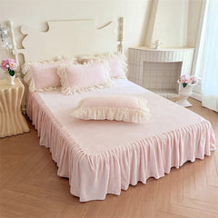 Butterfly Embroidery Lace Ruffles Princess Bedding Set