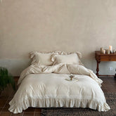 30% Linen And 70% Cotton Lace Ruffles Vintage French Bedding Set