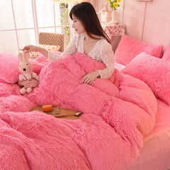 Thickened mink 4 pieces princess Bedding Set