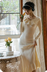 Vestido de punto vintage con diseño de corazón acogedor