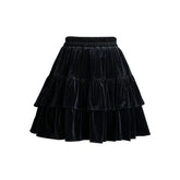 Minifalda gótica de terciopelo negro Raine con pantalones cortos incorporados