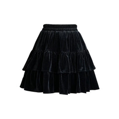 Minifalda gótica de terciopelo negro Raine con pantalones cortos incorporados