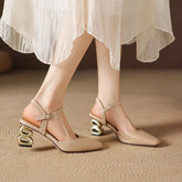 Sheepskin Round Toe High Heels