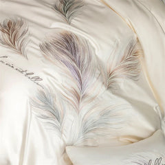 Luxury Feather Embroidery 100% Cotton Bedding Set
