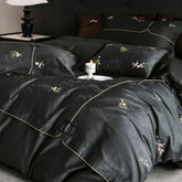 Chinese Style Bamboo Jacquard Plum Blossom Embroidery Egyptian Cotton Luxury Bedding Set