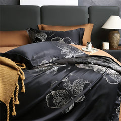 1000TC Egyptian Cotton Floral Jacquard Silky Satin Bedding Set