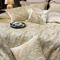 4/5Pcs Luxury 1000TC Egyptian Cotton Brocade Soft Silky Bedding Set