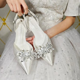 Style Pointy Low Heeled Wedding Shoes