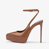 rose gold Patent Leather Platform Sandals