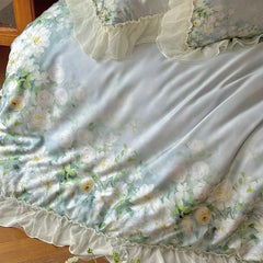 Flower Prints Ruffles Summer Cool Feeling Bedding Set