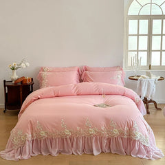 Elegant Lace Rose Embroidery Bedding Sets
