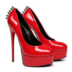 Red Patent Leather rivet Pumps
