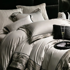 1000TC Egyptian Cotton Grey Luxury Embroidery Bedding Set