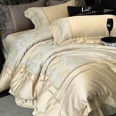 Champagne 1000TC Egyptian Cotton Yarn-dyed Jacquard Embroidery Luxury Bedding Set