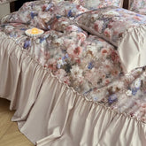 Flowers Print Large Ruffles Princess Bedding Set