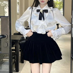 Morella Dark Academia Hemd / Samtrock