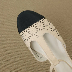 leather cowhide low Heel