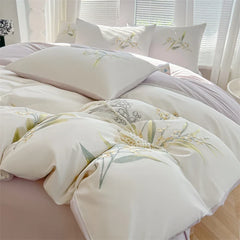 100% Cotton Floral Embroidery Luxury Bedding Set