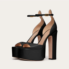 White Round toe Waterproof platform Super high Heel