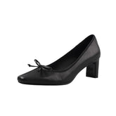 sheepskin square toe pull-on Chunky Heels