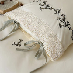 Flowers Embroidery Luxury Bedding Set