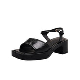 sheepskin square toe Chunky Heel