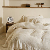 Cotton and Linen Vintage Hollow Lace Edge Bedding Set