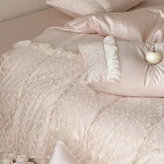 Princess Style Pink Floral Lace Embroidery 600TC Lyocell Bedding Set