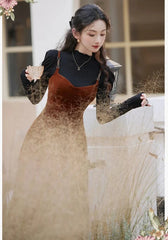 Conjunto de vestido de terciopelo de 2 piezas de Octavia Dark Academia