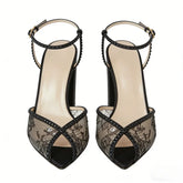 Black lace Peep toe Shoes