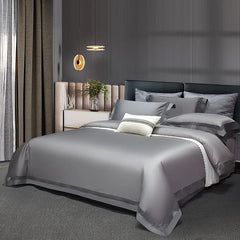 1400TC Egyptian Cotton Grey Luxury Hotel Style Hollow Wide Edge Bedding Set