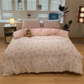 3/4Pcs Korean Princess Style Floral Ruffles Soft Bedding Set