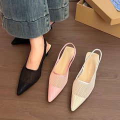 Designer Hollow Mesh Woven Brand Pumps
