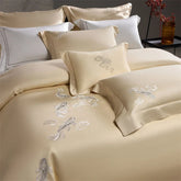 Chinese Style Koi Embroidery 1000TC Lyocell Cotton Brushed Bedding Set
