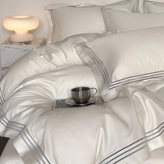 Luxury 1000TC Egyptian Cotton Solid Color Hotel Style Embroidery Bedding Set