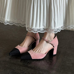 leather sheep suede high Heels