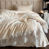 Romantic White Flowers Lace Princess Wedding Bedding Set
