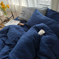 A-class Bedding, Klein Blue Cotton Four Piece Set, Pure Cotton Washed Cotton, Solid Color Bedding, Bedsheet