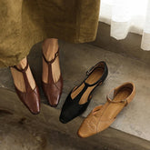cowhide elastic carved hole toe cap high-end temperament Mueller Shoes