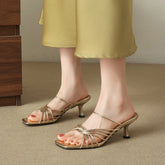 leather sheepskin retro woven comfortable and breathable high Heels