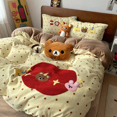 Kawaii Bear Embroidered Winter Bedding Set