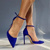 Blue suede Pointed Toe Super high Heel