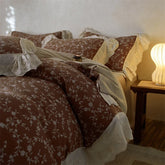 Vintage French Floral Ruffles 100% Cotton Double Yarn Queen King Size Bedding Set