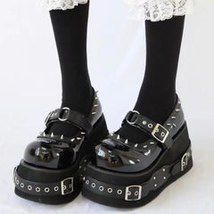 Gothic Rivet Muffin 10 CM Platform Mary Jane Shoes