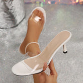 Sexy PVC Transparent High-heeled Slippers Women Open Toe Slide Sandals