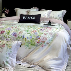 1000TC Lyocell Cotton Flowers Plant Prints Luxury Bedding Set